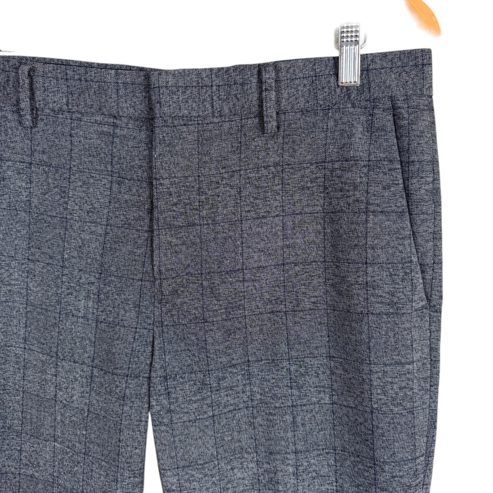 Murano Alex Dress Pants Modern Comfort Mens Actual 34x30 Gray Windowpane Plaid